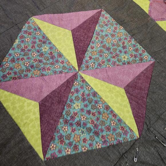 Handmade Quilt‎ Unique Patchwork Design Colorful Bedding To Be Finished - Picture 9 of 11